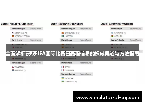 全面解析获取FIFA国际比赛日赛程信息的权威渠道与方法指南